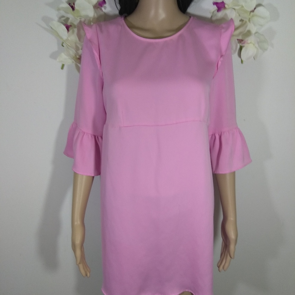 Womans ZARA BASIC Pink Mini 3 Quarter Sleeves